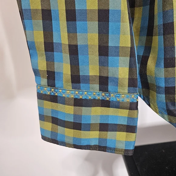 Robert Graham Shirts Blue Yellow  Plaid Animal Portraits Button Down Size Large - Picture 4 of 14